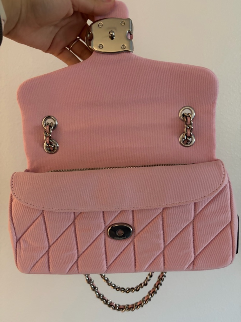 Coach Pink Quilted Shoulder Bag with Chain Strap - Picture 4 of 5